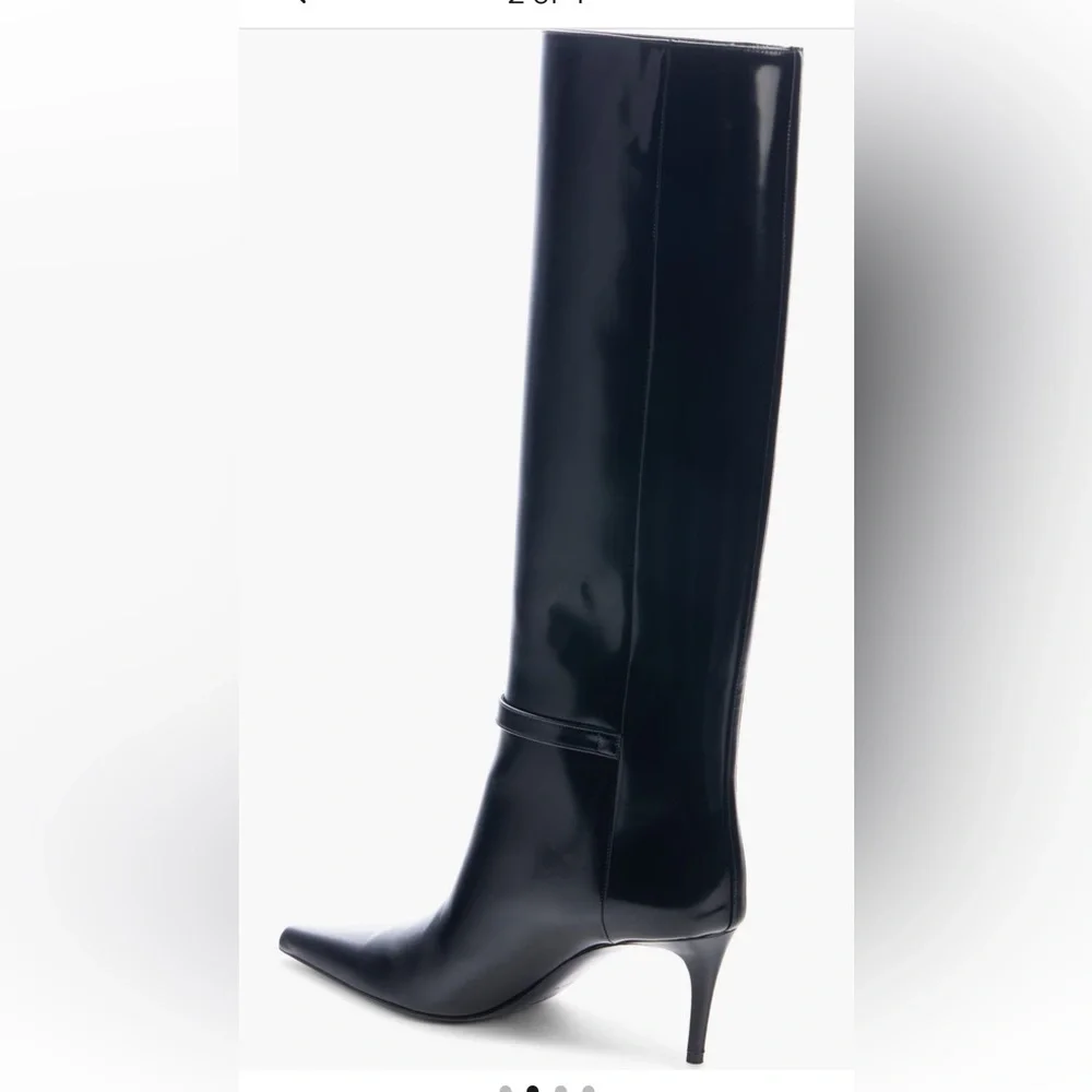 Saint Laurent Lee patent buckle knee boots